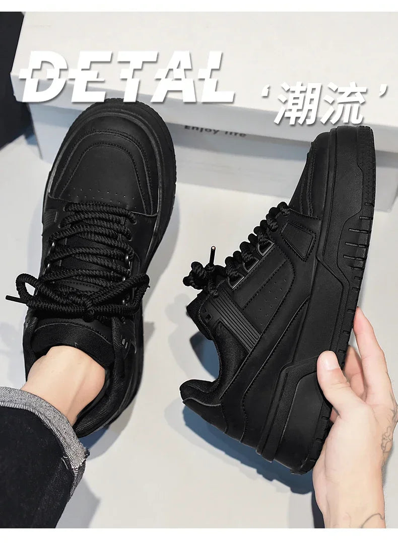 2025 nuevos zapatos de hombre tendencia de primavera todos los deportes ocio Color sólido zapatos bajos suelas gruesas aumentar la marea del pan zapatos