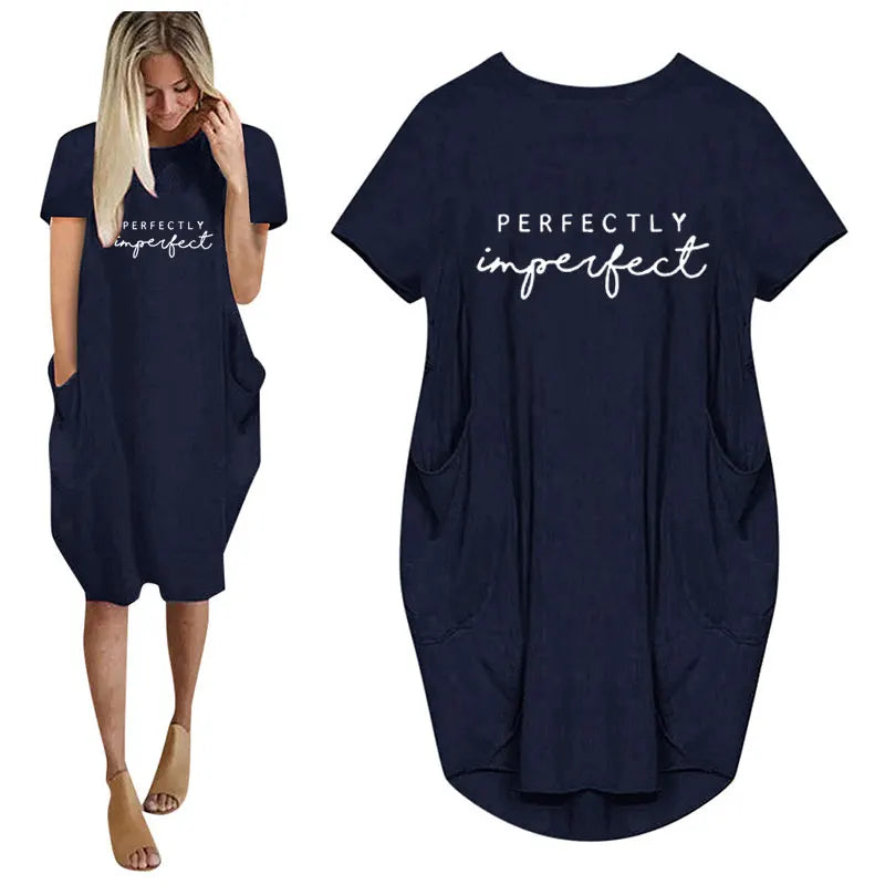 Vestido holgado de manga corta de verano para mujer, vestido de talla grande con bolsillo, estilo camiseta, Mini Vestidos informales sueltos de verano
