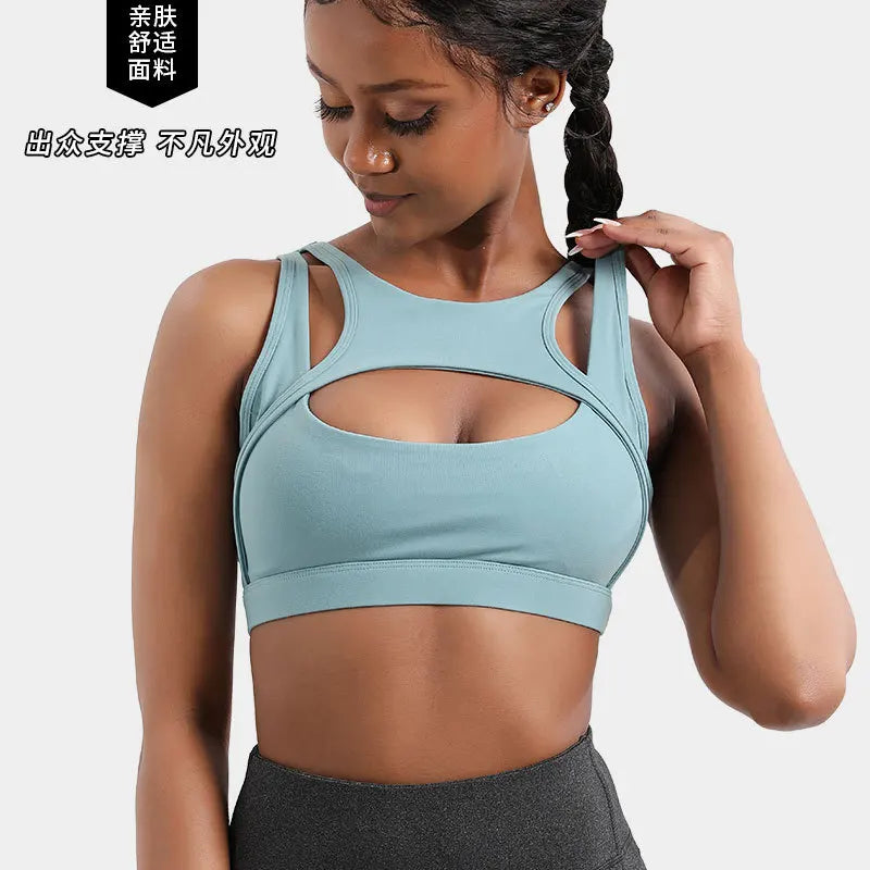Ropa interior deportiva que absorbe los golpes para mujer, correr de alta intensidad, fitness, sujetador de yoga, sensación desnuda, sujetador de talla grande