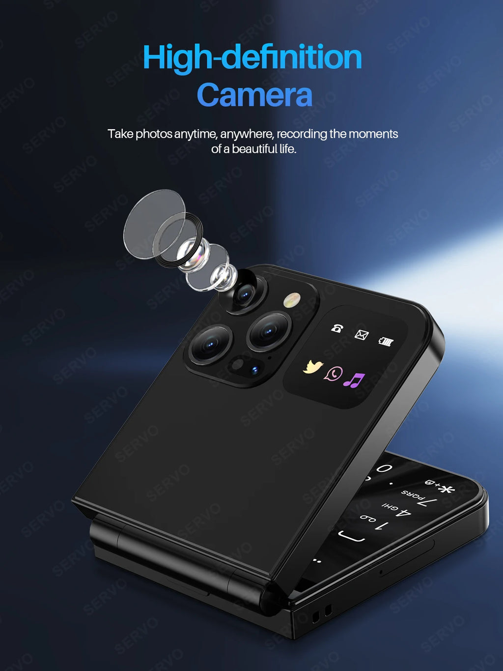SERVO A50 PRO Flip teléfono móvil 2G GSM 2,4 "pantalla grabadora de llamadas automática marcación rápida 2 SIM televisores plegables oficial auténtico