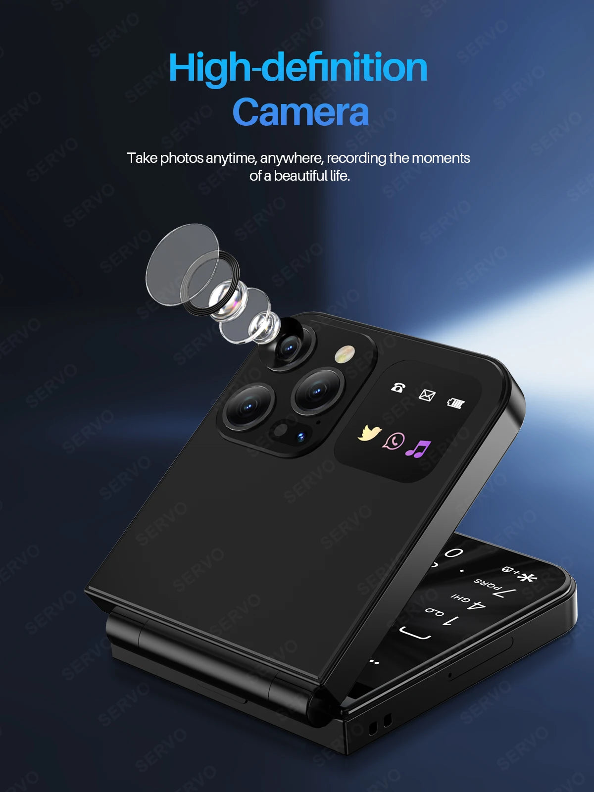 SERVO A50 PRO Flip teléfono móvil 2G GSM 2,4 "pantalla grabadora de llamadas automática marcación rápida 2 SIM televisores plegables oficial auténtico