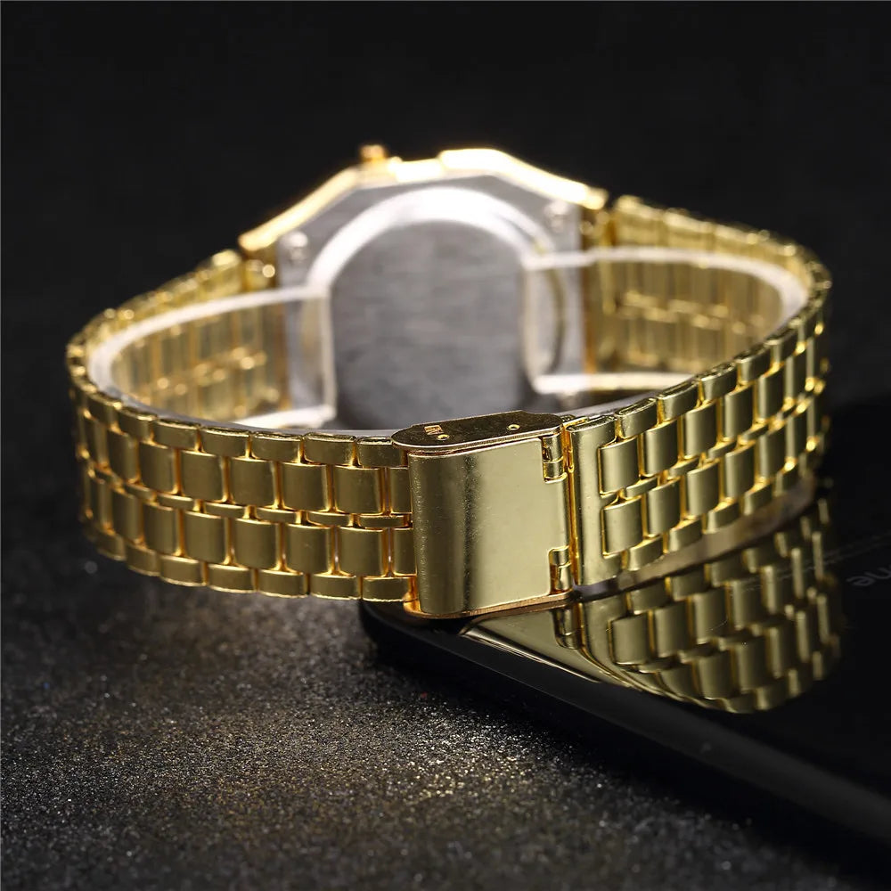 2025 relojes digitales para hombres, reloj de pulsera deportivo resistente al agua, reloj de pulsera LED electrónico dorado para mujeres, reloj informal para hombre
