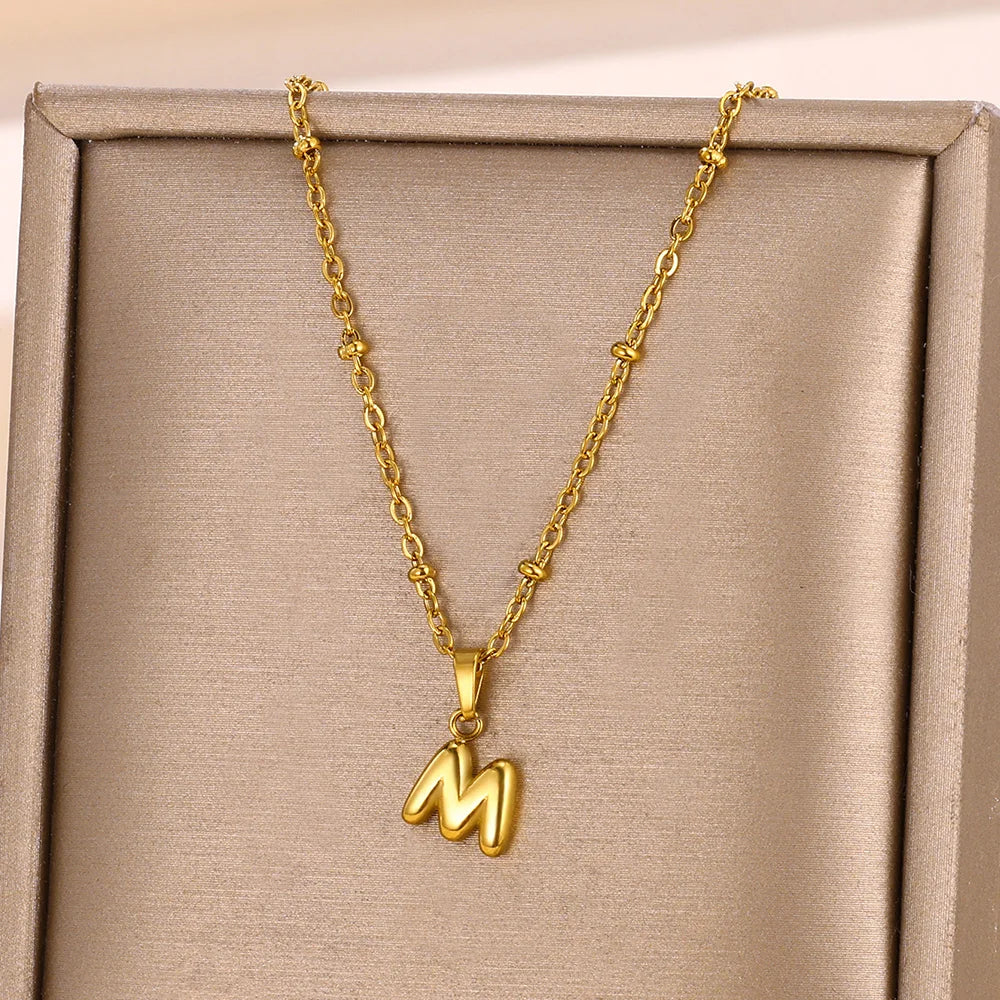 Mini Collares con letras bonitas de acero inoxidable para Mujer, accesorios de joyería minimalistas de Color dorado, Collares para Mujer Tendencia 2024