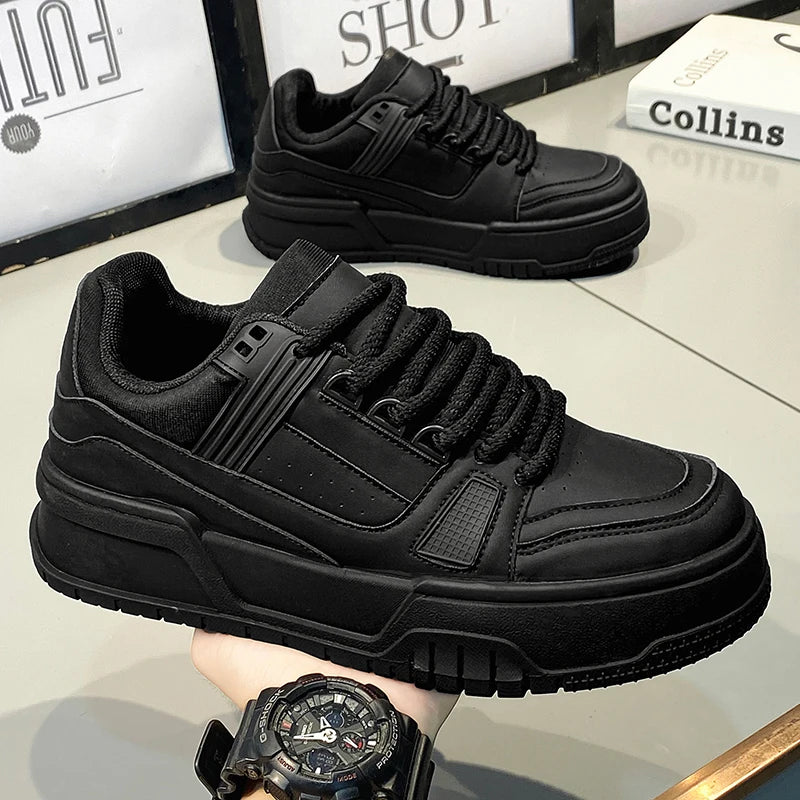2025 nuevos zapatos de hombre tendencia de primavera todos los deportes ocio Color sólido zapatos bajos suelas gruesas aumentar la marea del pan zapatos