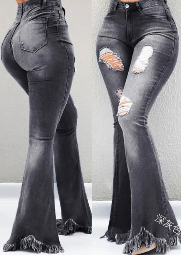 Pantalones vaqueros de cintura alta para mujer, Jeans de moda de otoño, informales, lisos, ajustados, diarios, largos, con fondo de campana, con cinturón, 2022