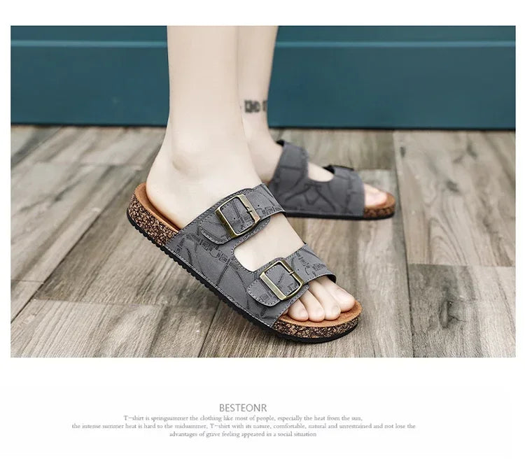 Sandalias de playa, sandalias de cuero para hombre, zapatillas cómodas de diseñador para hombre, zapatos de marcas originales, zapatos de verano para hombre 2025