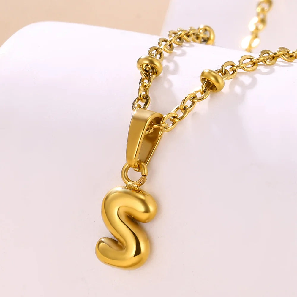 Mini Collares con letras bonitas de acero inoxidable para Mujer, accesorios de joyería minimalistas de Color dorado, Collares para Mujer Tendencia 2024