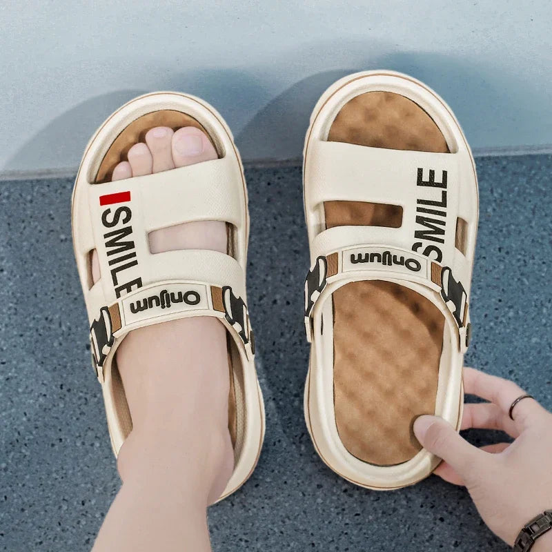 2025 nuevas zapatillas de masaje para hombres, sandalias para interiores y exteriores, zuecos deslizantes suaves y cómodos para la playa, zapatos casuales, Zapatillas de casa para hombres y mujeres