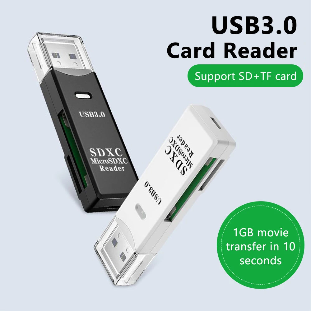 Lector de tarjetas USB 3,0 2 en 1, lector de tarjetas Micro TF sd, adaptador usb, lector de tarjetas de alta velocidad, tarjeta de memoria TF para PC, accesorios para ordenador portátil