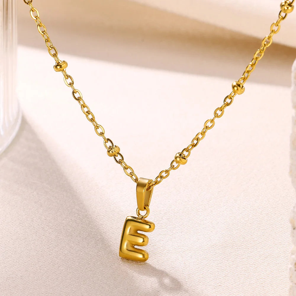 Mini Collares con letras bonitas de acero inoxidable para Mujer, accesorios de joyería minimalistas de Color dorado, Collares para Mujer Tendencia 2024