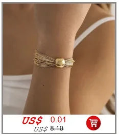 Nueva playa descalzo sandalia joyería elegante novia Sexy mujer moda encanto capa cadena enlace cuentas de cristal pie tobillera pulsera