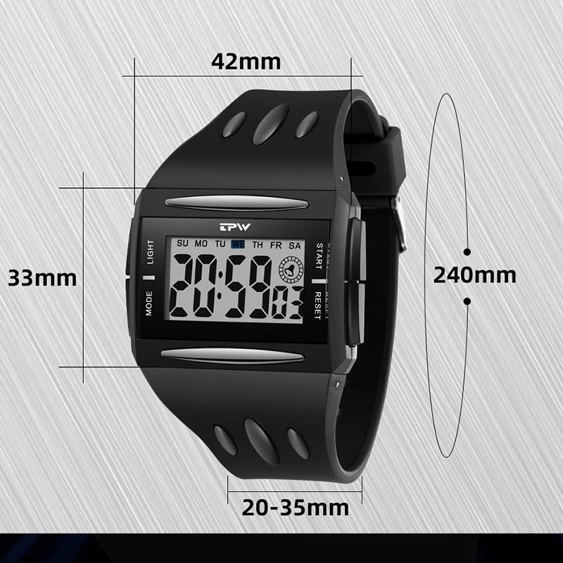 Reloj Digital de tendencia a la moda para niños jóvenes, nuevo reloj electrónico multifuncional luminoso resistente al agua con pantalla grande para hombres