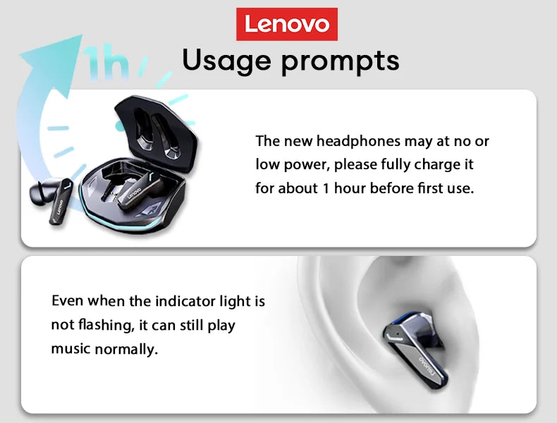 Lenovo GM2 Pro auriculares para juegos Bluetooth 5,3 auriculares deportivos modo Dual HD llamada auriculares con reducción de ruido con micrófono auriculares de música
