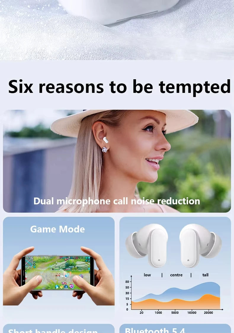 Auricular Wireless Bluetooth Earphones In Ear Noise Reduction Sports Waterproof for Android, iOS, PC Long Battery Life