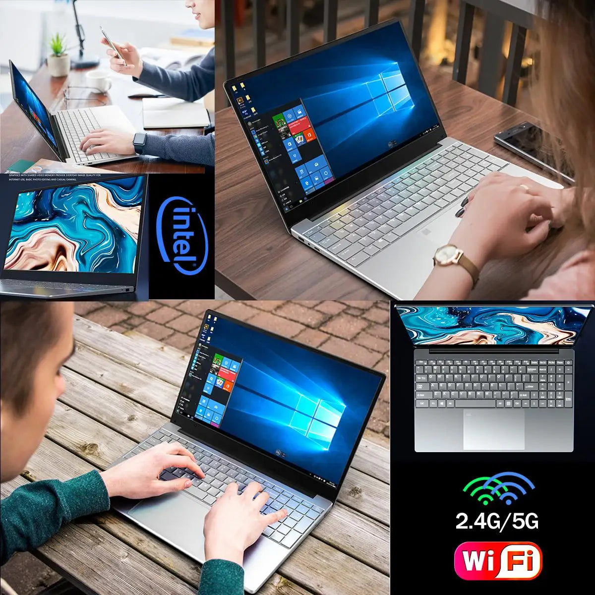 Portátil 15,6 pulgadas pantalla IPS 16GB RAM Intel 11th N5095 Netbook de negocios Windows 10 11 Pro Gaming Office Notebook Pc portátil