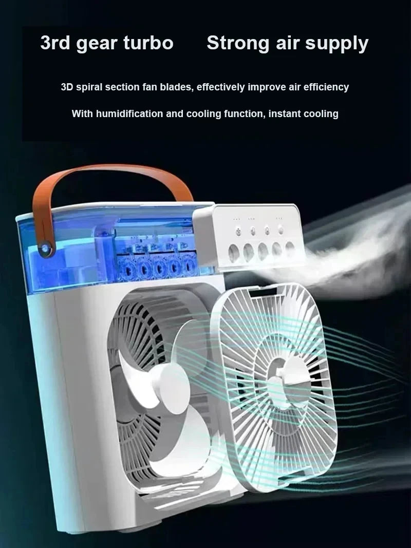 Nuevo ventilador 3 en 1, aire acondicionado, Mini enfriador de aire para el hogar, luz LED nocturna, humidificador portátil, ventilador de ajuste de aire, ventilador para oficina y hogar