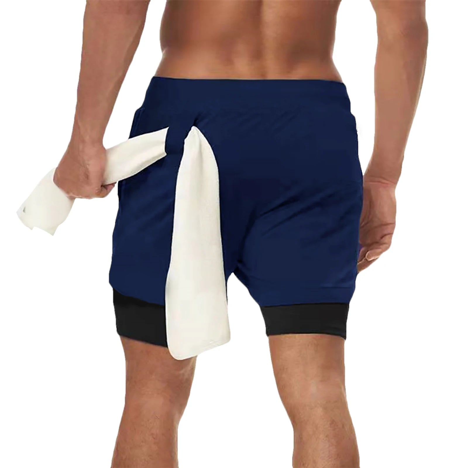 Pantalones cortos para correr 2 en 1 para hombre, pantalones cortos deportivos de dos pisos, ropa deportiva para gimnasio, pantalones cortos para entrenamiento y trotar, ropa para hombre