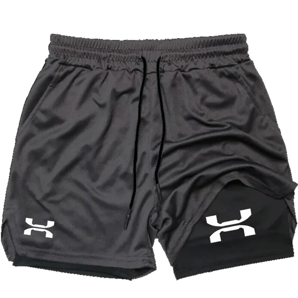 Pantalones cortos deportivos 2 en 1 para hombre, pantalones cortos de secado rápido para entrenamiento, gimnasio, Fitness, trotar, Verano