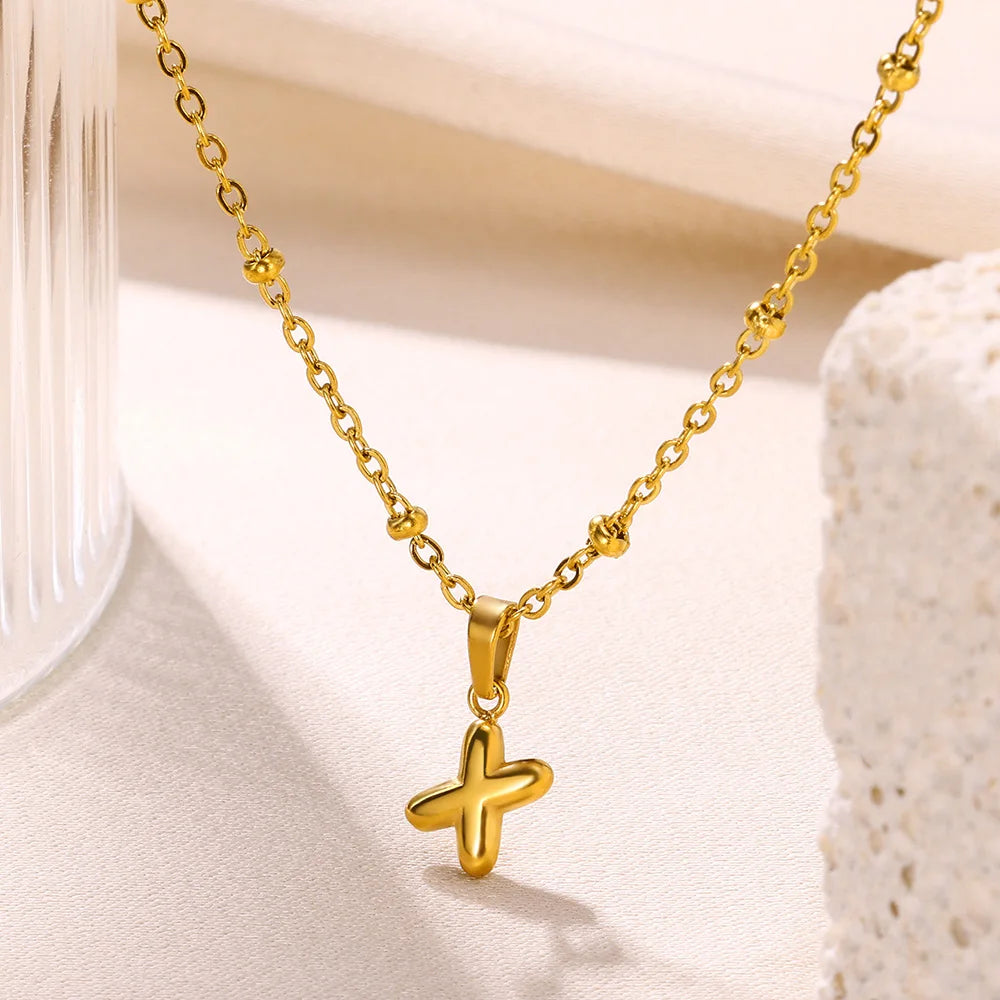 Mini Collares con letras bonitas de acero inoxidable para Mujer, accesorios de joyería minimalistas de Color dorado, Collares para Mujer Tendencia 2024