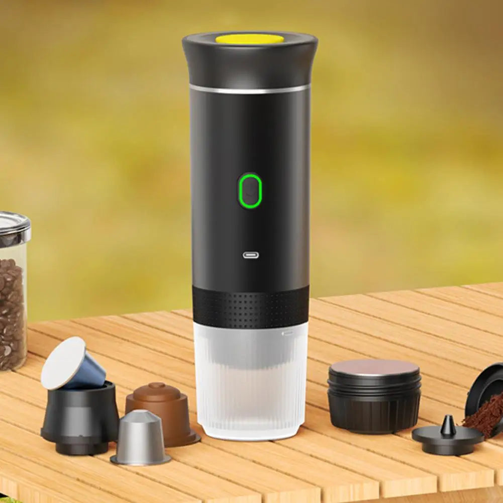 Cafetera eléctrica portátil, máquina de café expreso italiana portátil para coche y hogar, cafetera de viaje en polvo con cápsulas 3 en 1