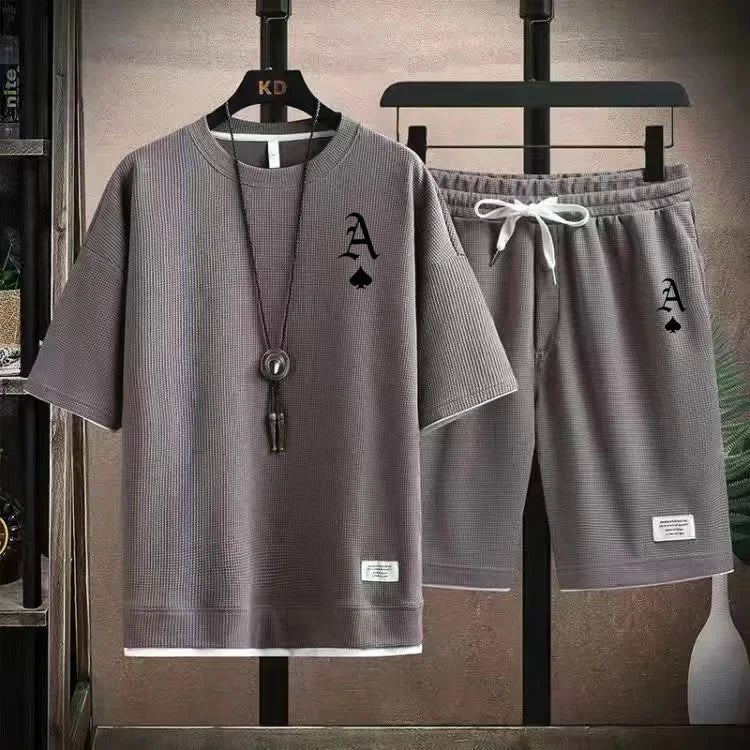 Traje deportivo informal a moda para hombre, camiseta de manga corta y pantalones cortos deportivos de verano al aire libre