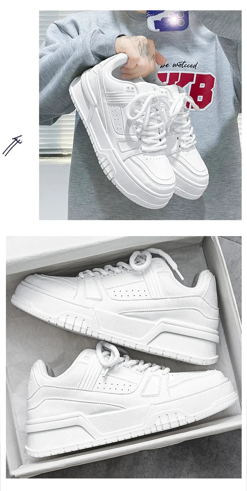2025 nuevos zapatos de hombre tendencia de primavera todos los deportes ocio Color sólido zapatos bajos suelas gruesas aumentar la marea del pan zapatos