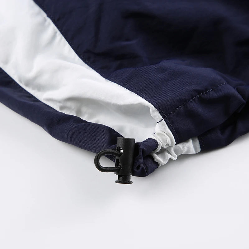 BIIKPIIK-Sudadera larga con capucha y cuello en V para mujer, abrigo informal con estampado de letras y rayas laterales, moda de otoño, combina con todo