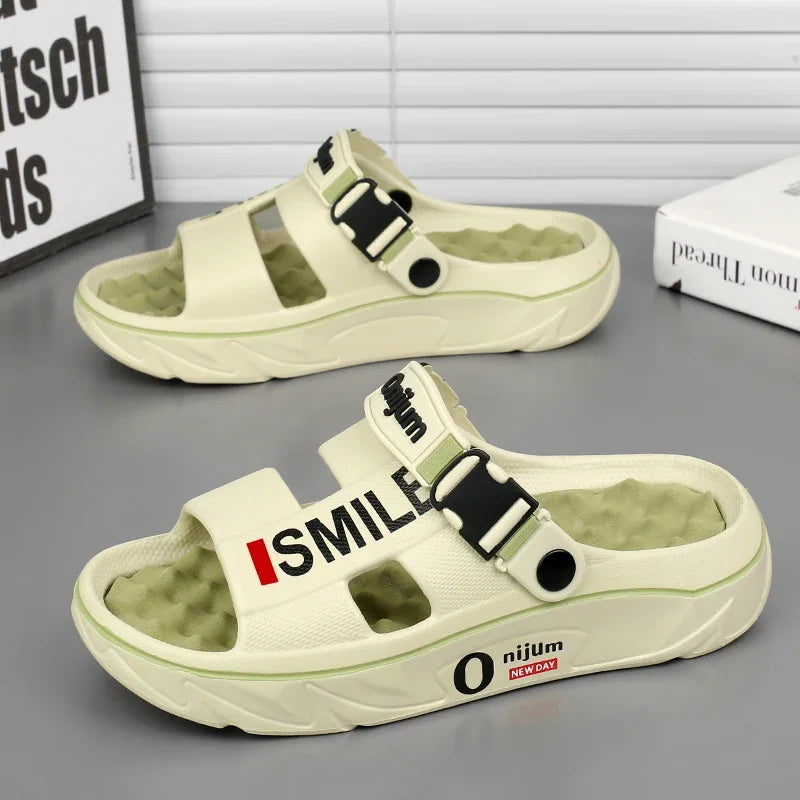 2025 nuevas zapatillas de masaje para hombres, sandalias para interiores y exteriores, zuecos deslizantes suaves y cómodos para la playa, zapatos casuales, Zapatillas de casa para hombres y mujeres