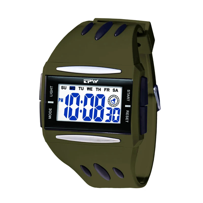 Reloj Digital de tendencia a la moda para niños jóvenes, nuevo reloj electrónico multifuncional luminoso resistente al agua con pantalla grande para hombres