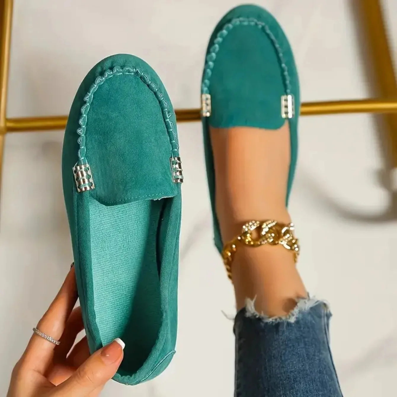 Zapatos informales para Mujer, mocasines planos para primavera y otoño, Zapatos planos De tela vaquera suave antideslizantes a la moda, 2024