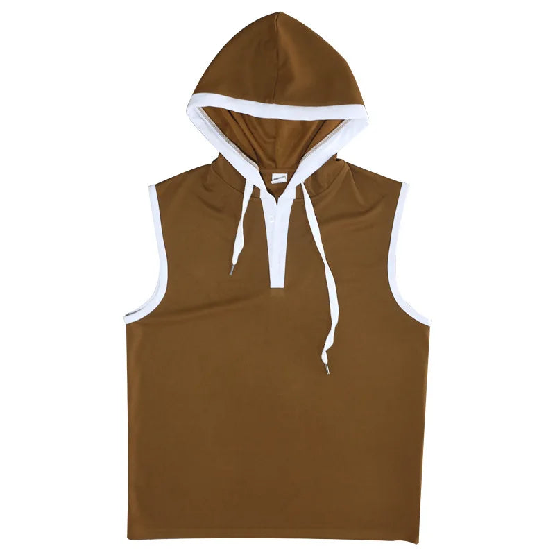 Nuevo Chaleco de verano para hombre, chaleco con capucha pesado, camiseta informal sin mangas a la moda
