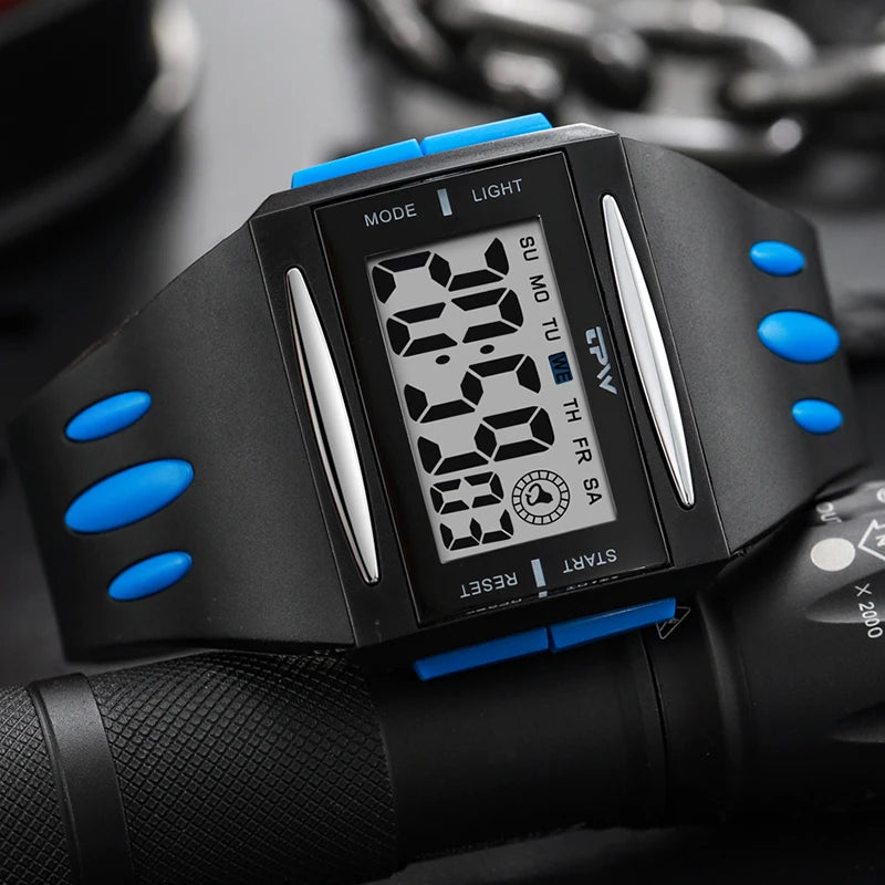 Reloj Digital de tendencia a la moda para niños jóvenes, nuevo reloj electrónico multifuncional luminoso resistente al agua con pantalla grande para hombres