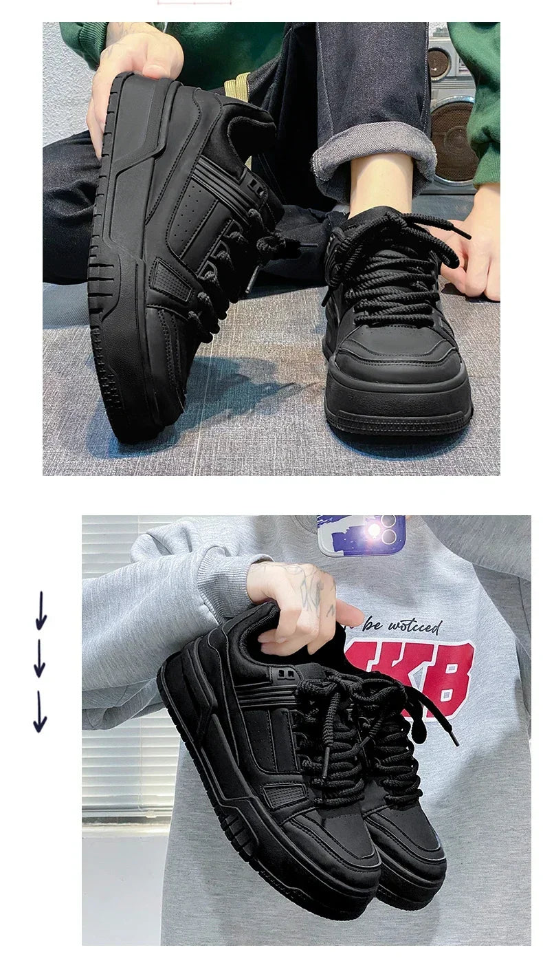 2025 nuevos zapatos de hombre tendencia de primavera todos los deportes ocio Color sólido zapatos bajos suelas gruesas aumentar la marea del pan zapatos