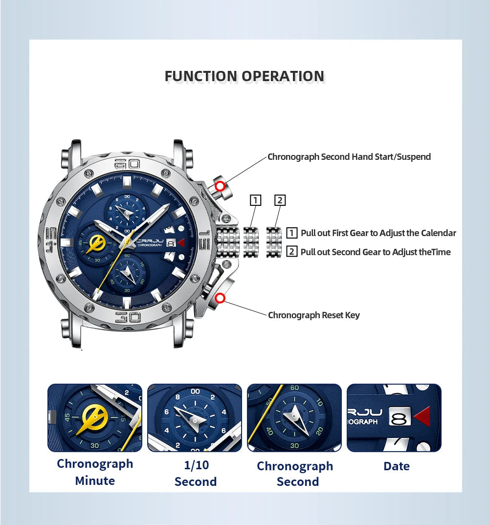 2025 nuevo Reloj deportivo de cuarzo para Hombre, acero inoxidable 316L, zafiro, esfera grande, relojes para Hombre, Reloj resistente al agua 30M, Reloj para Hombre