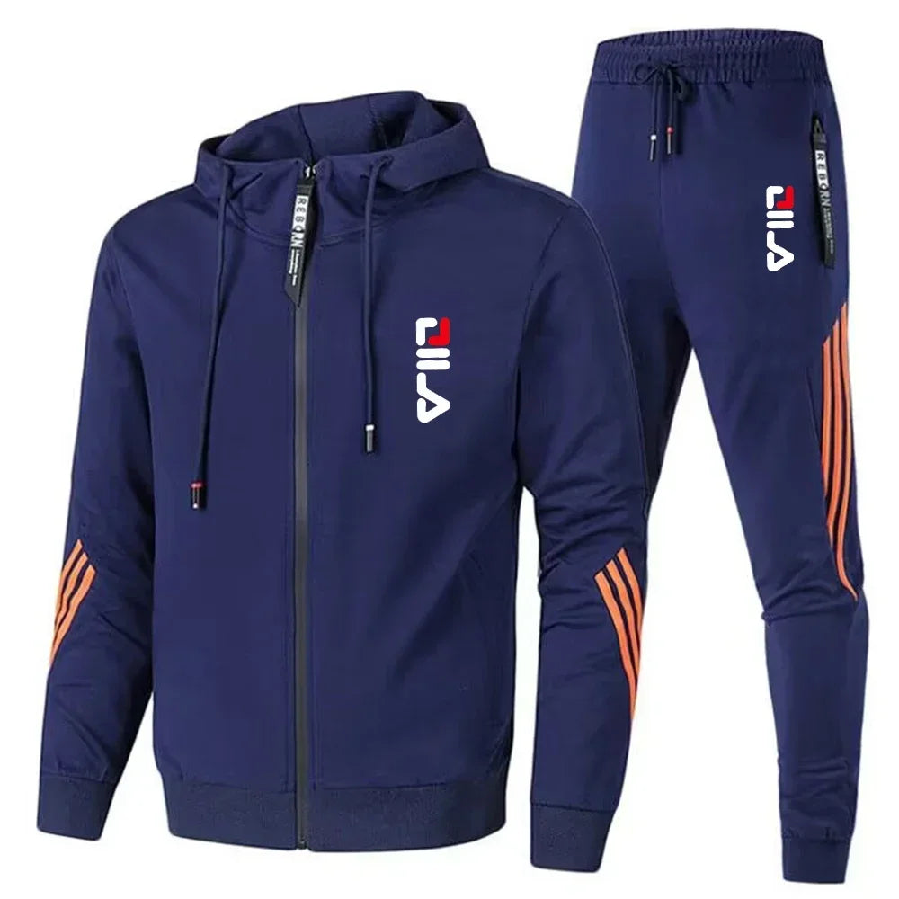 Conjunto de ropa deportiva para hombre para primavera y otoño 2025: chaqueta deportiva casual + pantalón deportivo, moda jogging y traje deportivo elegante.
