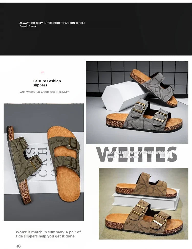 Sandalias de playa, sandalias de cuero para hombre, zapatillas cómodas de diseñador para hombre, zapatos de marcas originales, zapatos de verano para hombre 2025