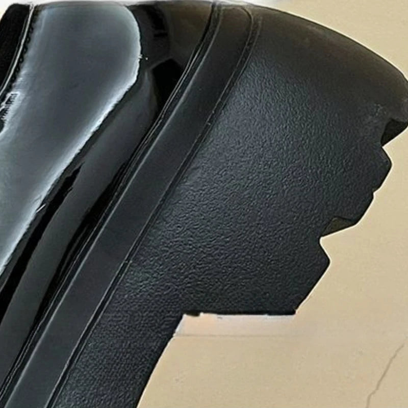 Zapatos planos de plataforma para Mujer, mocasines negros de otoño, Zapatos de cuero cómodos a la moda con cordones, Zapatos Oxford informales para exteriores para Mujer