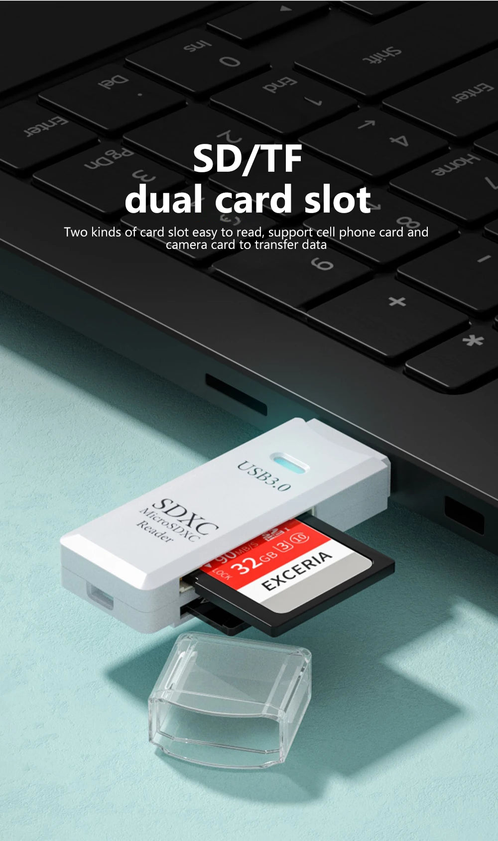 Lector de tarjetas USB 3,0 2 en 1, lector de tarjetas Micro TF sd, adaptador usb, lector de tarjetas de alta velocidad, tarjeta de memoria TF para PC, accesorios para ordenador portátil