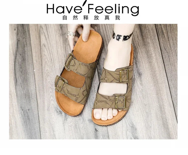 Sandalias de playa, sandalias de cuero para hombre, zapatillas cómodas de diseñador para hombre, zapatos de marcas originales, zapatos de verano para hombre 2025