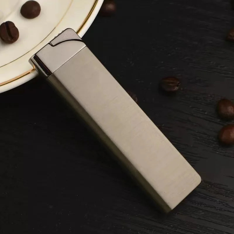 Encendedor de cigarrillos de Gas butano inflable ultradelgado, antorcha a prueba de viento, Encendedor de Metal Jet, herramientas para fumar, Mini Encendedor novedoso, regalo