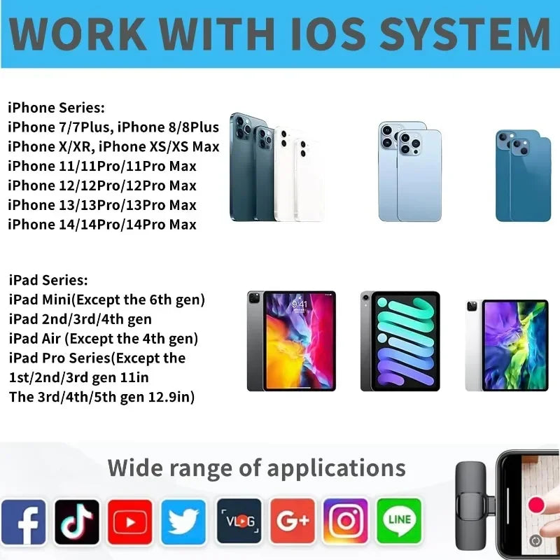 Mini micrófono inalámbrico para teléfonos móviles micrófono Lavalier inalámbrico para iPhone grabación de vídeo transmisión en vivo YouTube Tik