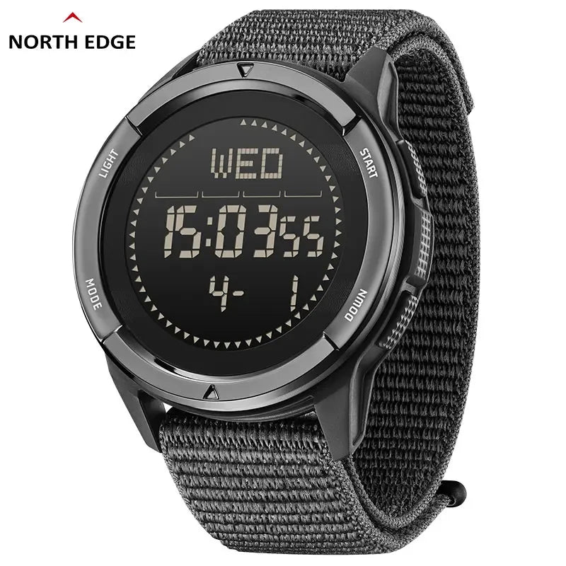 NORTH EDGE ALPS Reloj digital de fibra de carbono para hombre Shock Militray Sports Super ligero Brújula para exteriores Relojes de pulsera impermeables de 50 M