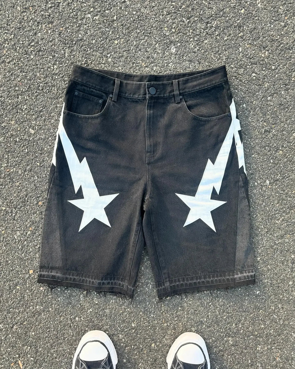 Tendencia de la moda americana, pantalones vaqueros de pierna ancha estilo callejero para hombres, pantalones vaqueros holgados bordados Y2k, pantalones cortos casuales góticos punk High street