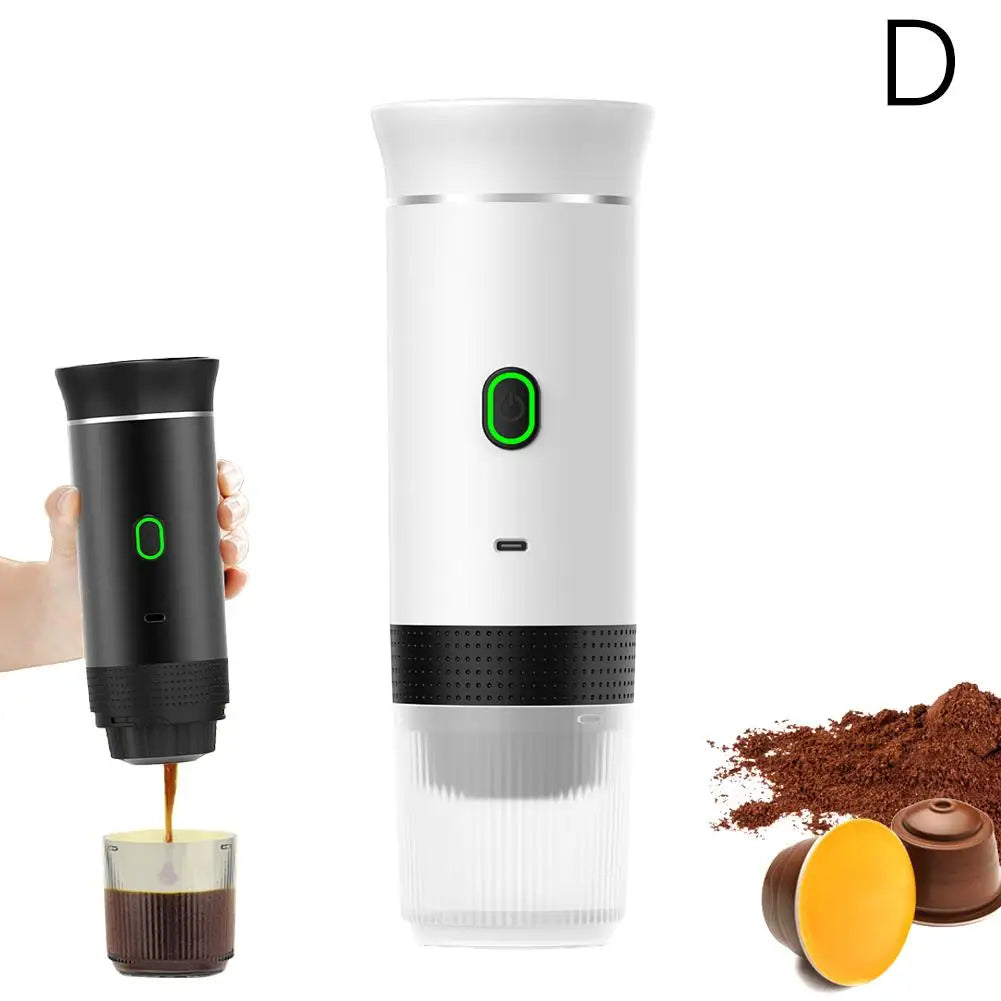 Cafetera eléctrica portátil, máquina de café expreso italiana portátil para coche y hogar, cafetera de viaje en polvo con cápsulas 3 en 1