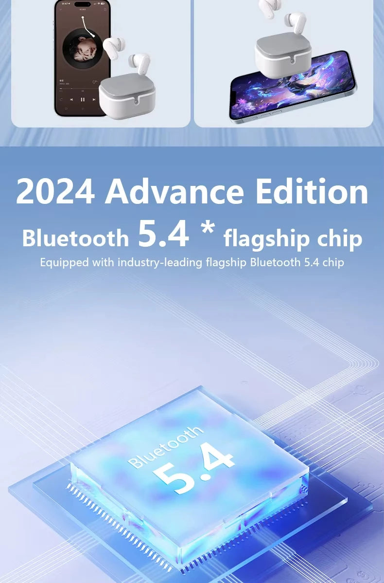 Auricular Wireless Bluetooth Earphones In Ear Noise Reduction Sports Waterproof for Android, iOS, PC Long Battery Life