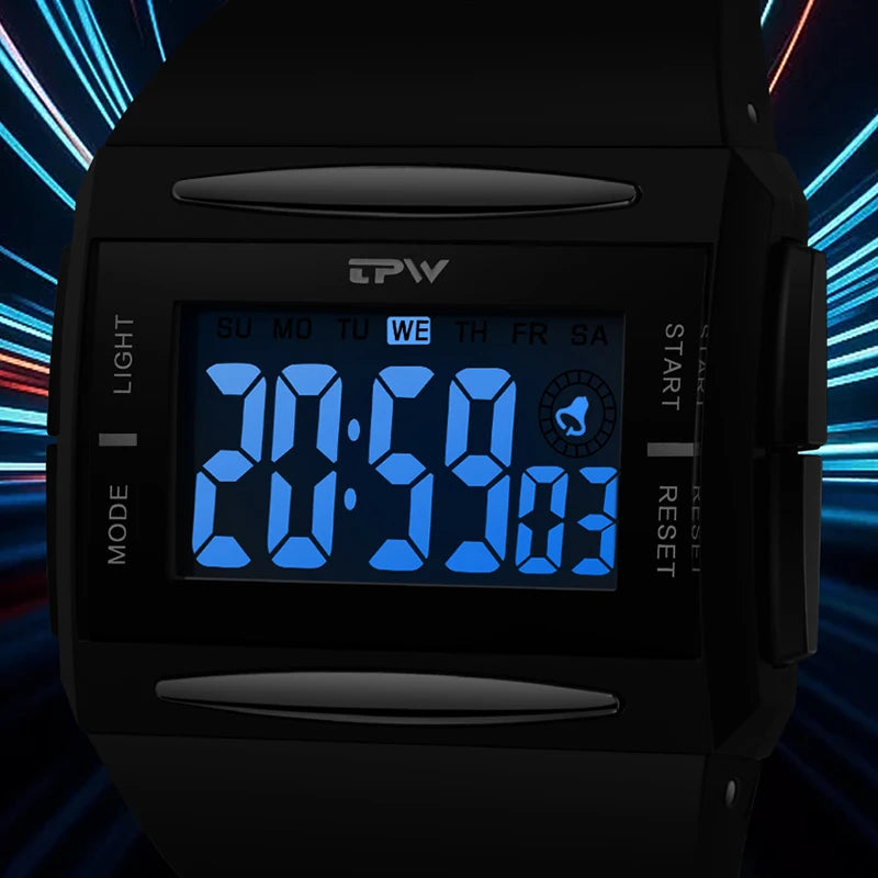 Reloj Digital de tendencia a la moda para niños jóvenes, nuevo reloj electrónico multifuncional luminoso resistente al agua con pantalla grande para hombres