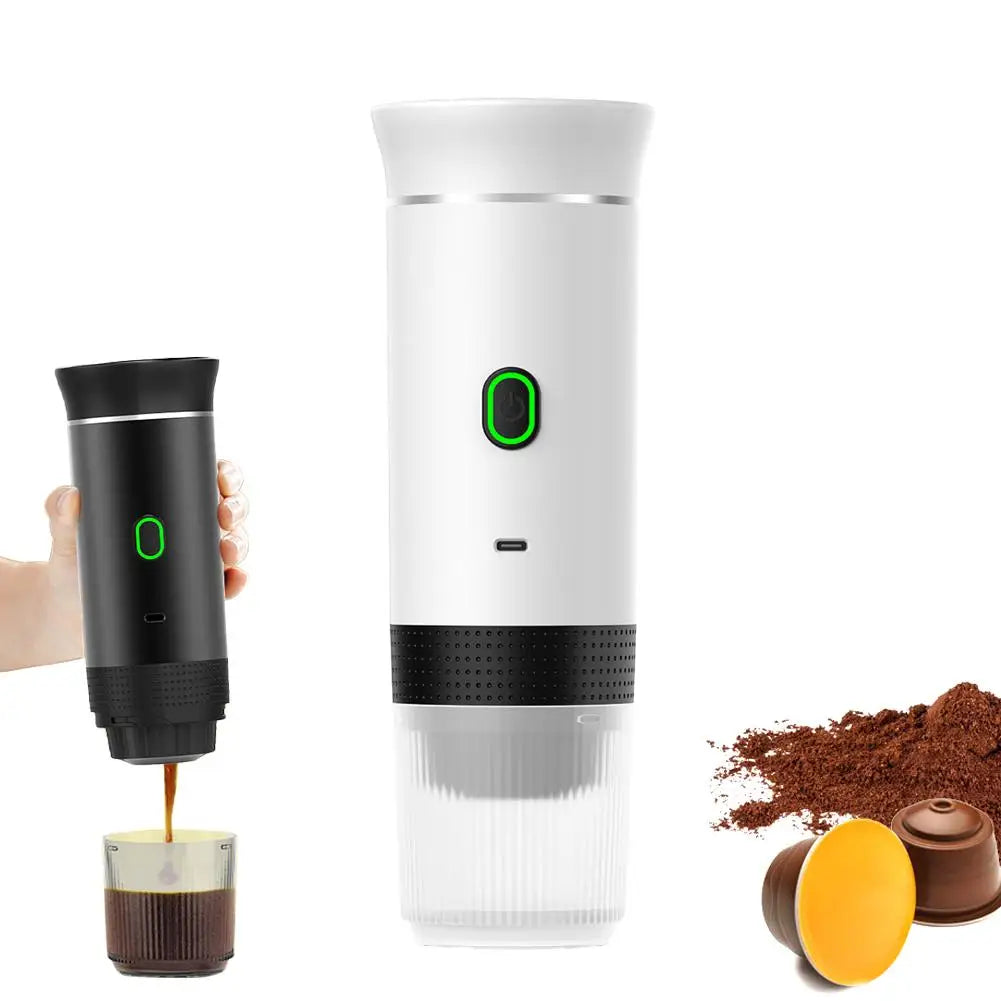 Cafetera eléctrica portátil, máquina de café expreso italiana portátil para coche y hogar, cafetera de viaje en polvo con cápsulas 3 en 1