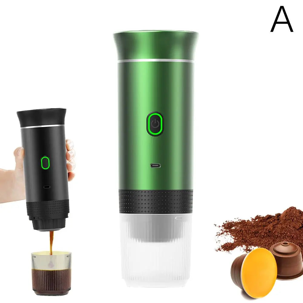 Cafetera eléctrica portátil, máquina de café expreso italiana portátil para coche y hogar, cafetera de viaje en polvo con cápsulas 3 en 1