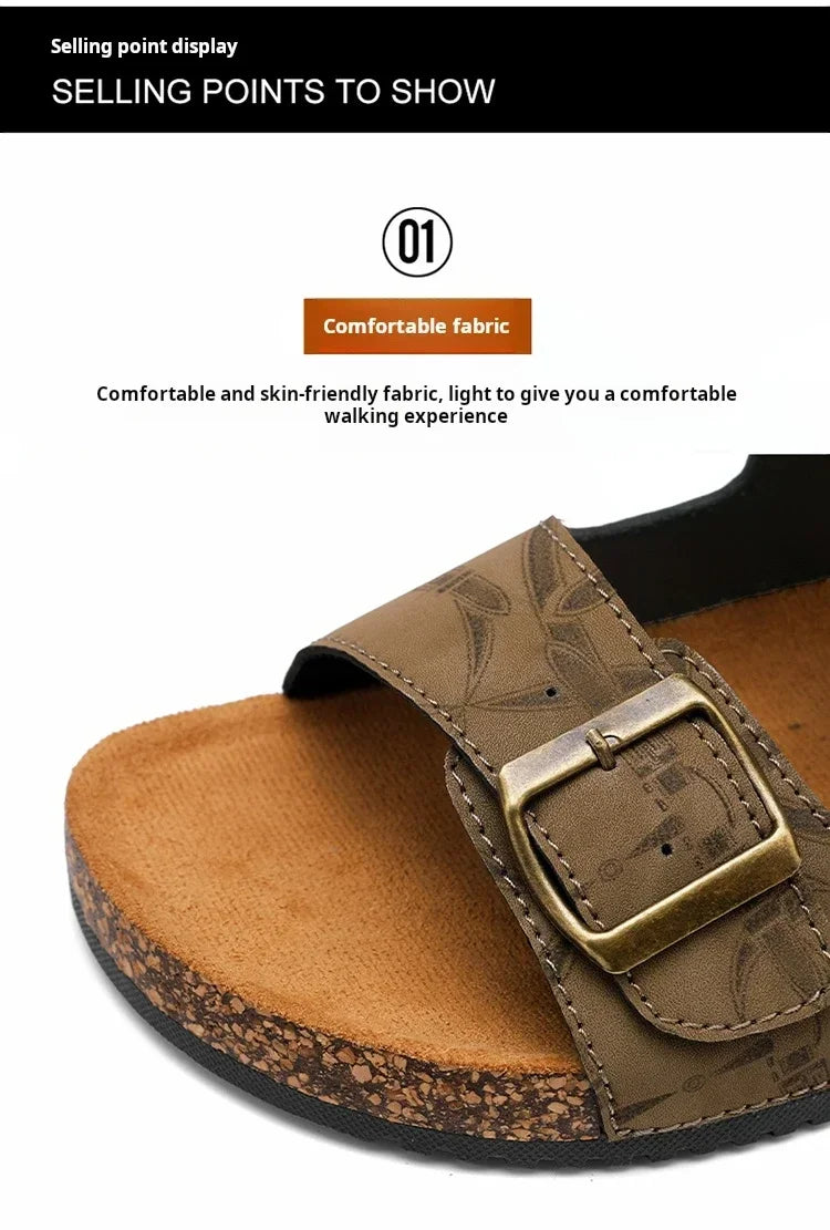 Sandalias de playa, sandalias de cuero para hombre, zapatillas cómodas de diseñador para hombre, zapatos de marcas originales, zapatos de verano para hombre 2025