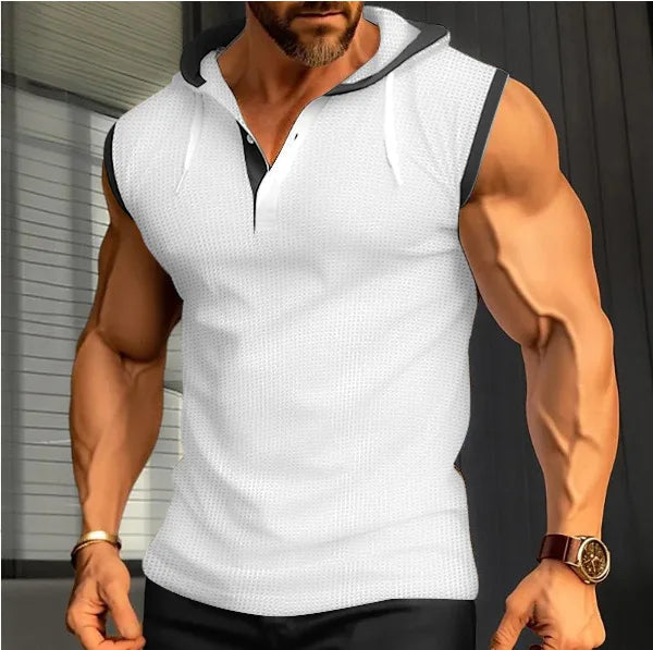 Nuevo Chaleco de verano para hombre, chaleco con capucha pesado, camiseta informal sin mangas a la moda